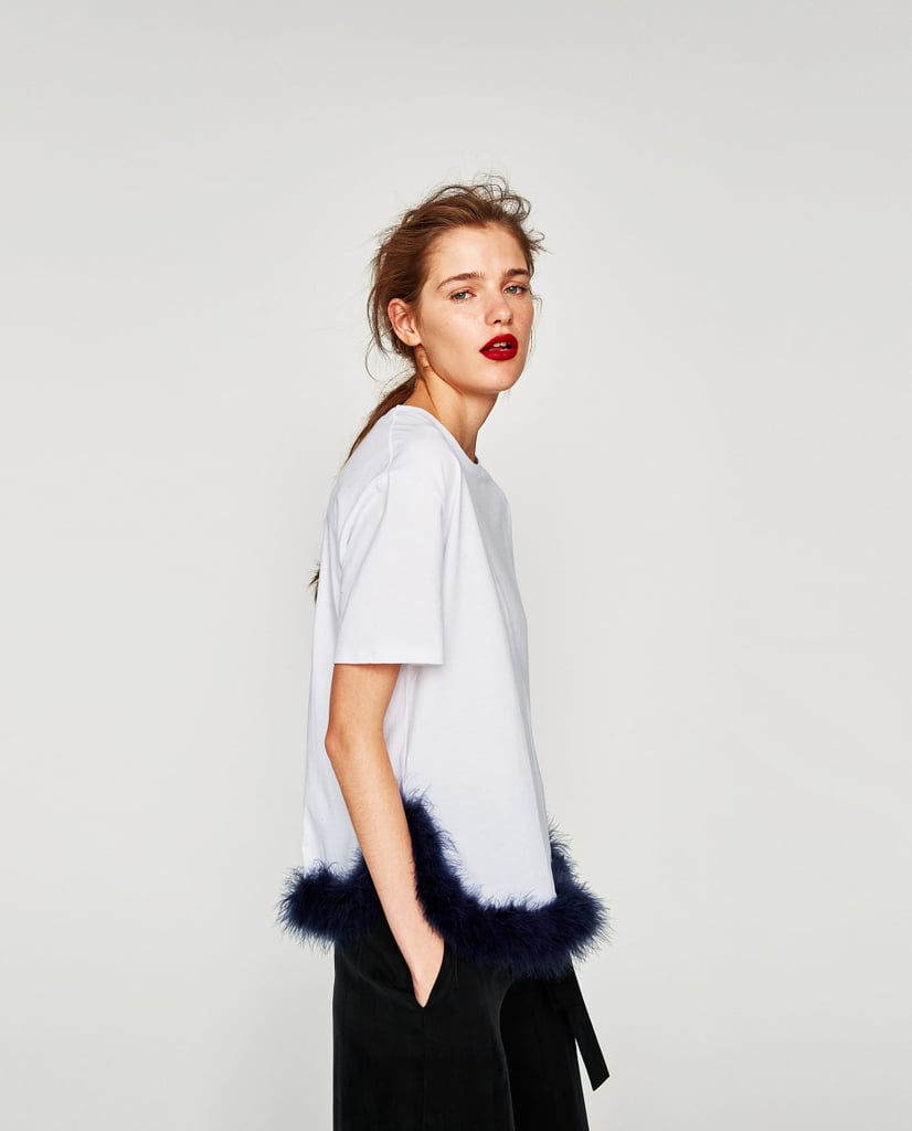 Zara T-Shirt With Feathers