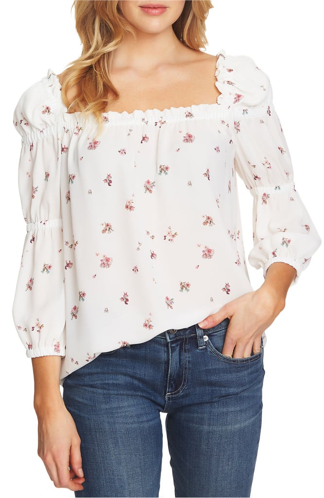 Cece Square Neck Gingham Top