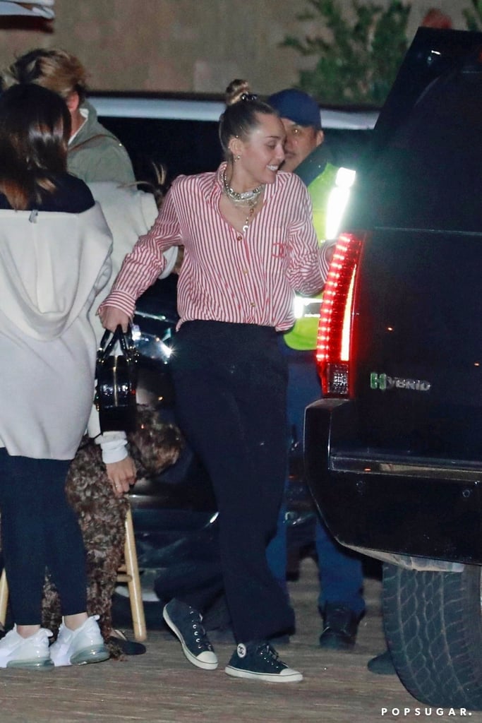 Miley Cyrus Chanel Button Down and High Tops