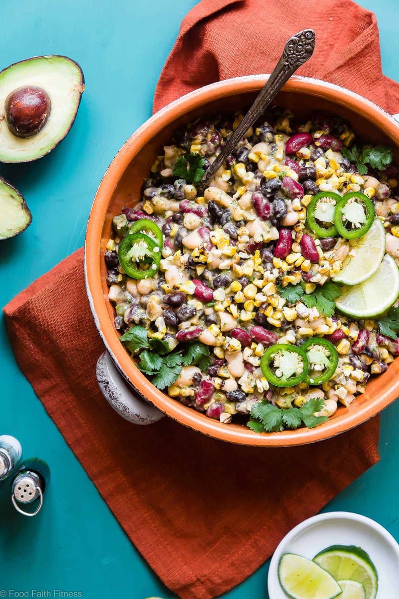 Three Bean Mexican Salad With Avocado Dressing