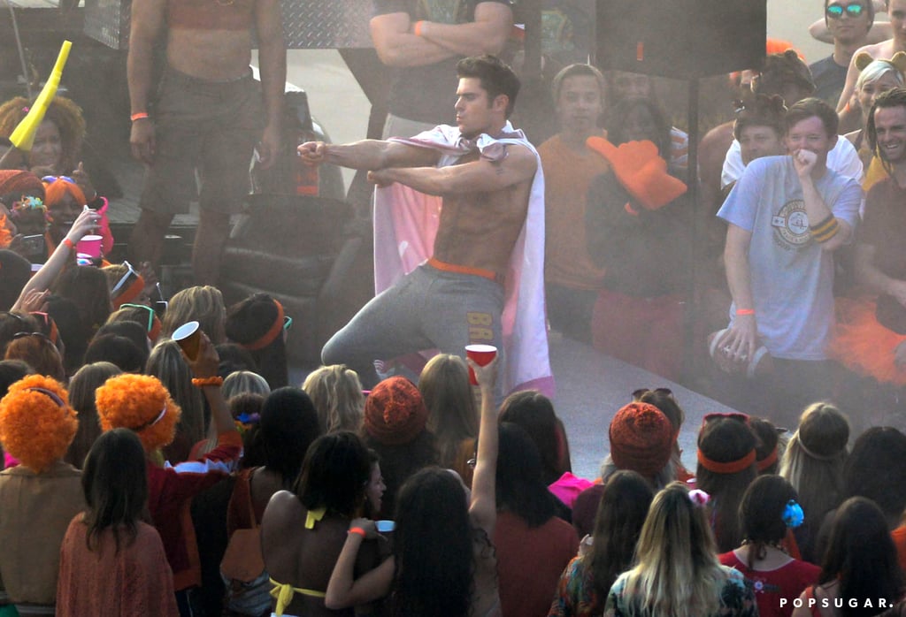 Zac Efron Grabbing His Bulge on the Set of Neighbors 2