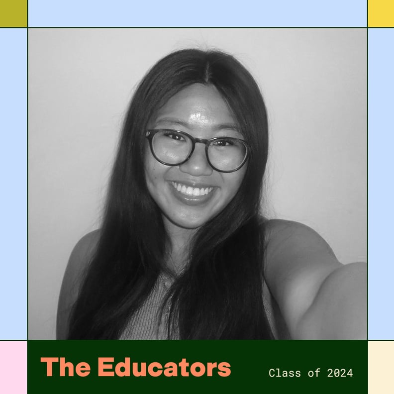 Linda Ngo is pictured smiling next to a colorful border and text that reads The Educators Class of 2024