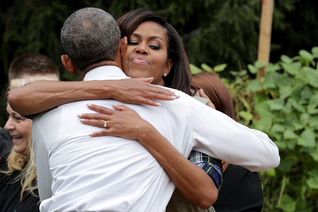 The couple shared a sweet embrace during an event at the White House Kitchen Garden — which the first lady established in 2009 — in October 2016.