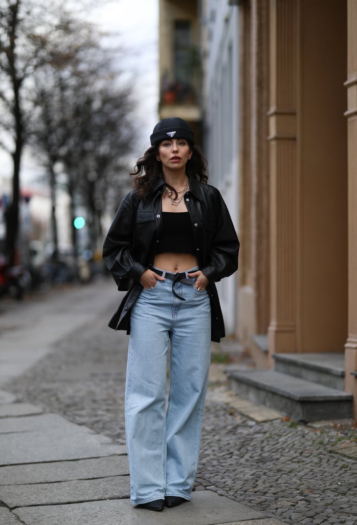 Baggy-Jeans Outfit: With a Crop Top and Oversize Denim Jacket