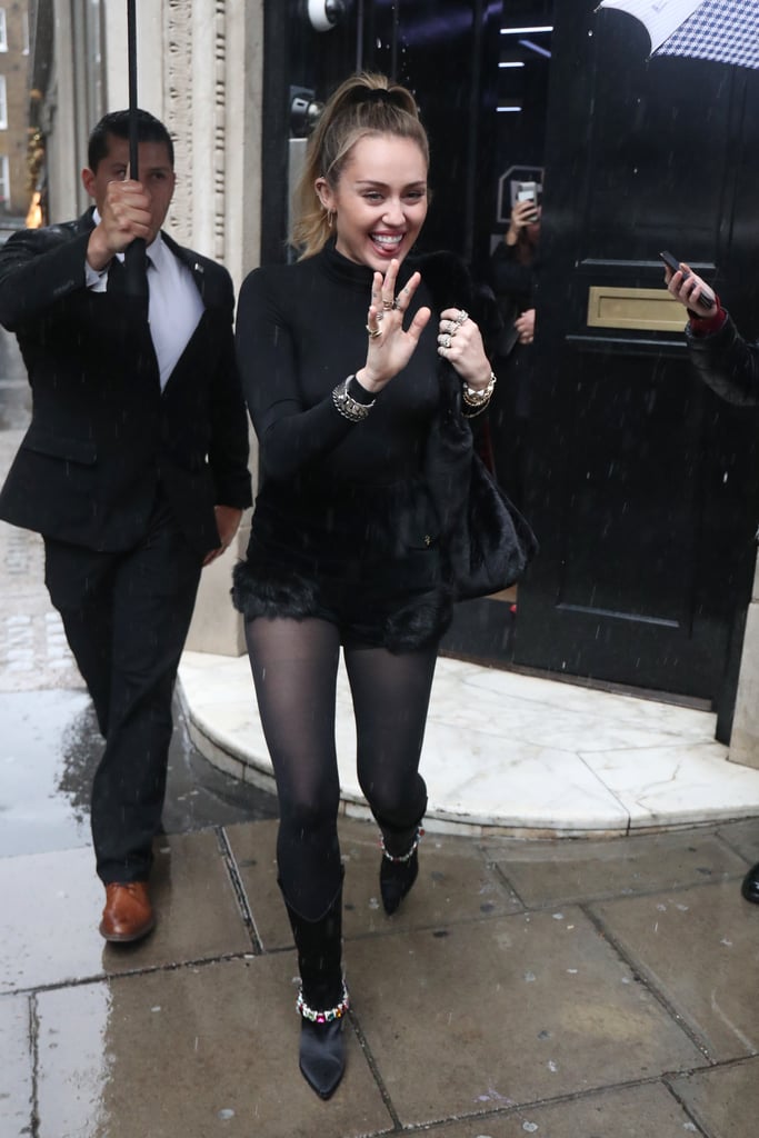 Miley Cyrus Leather Skirt in London 2018 | POPSUGAR Fashion Photo 32