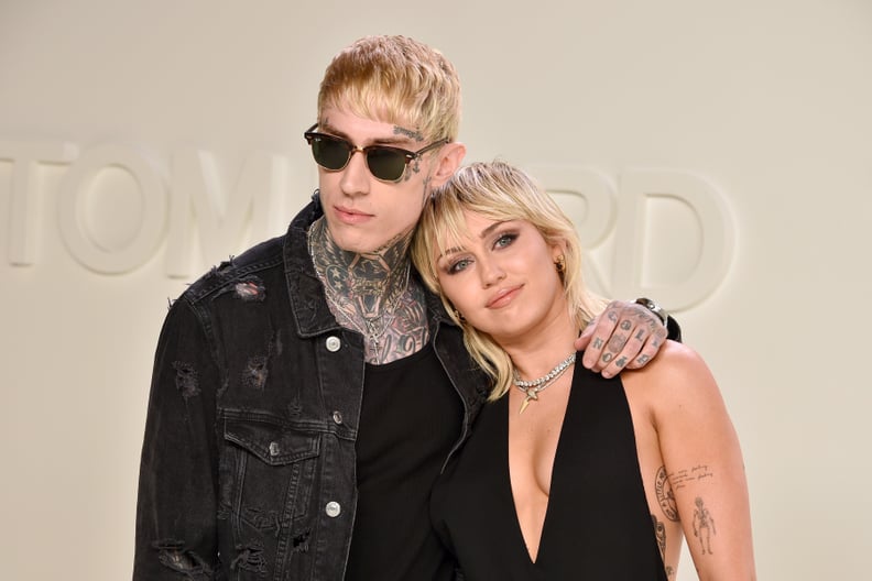 LOS ANGELES, CALIFORNIA - FEBRUARY 07: Trace Cyrus and Miley Cyrus attend the Tom Ford AW/20 Fashion Show at Milk Studios on February 07, 2020 in Los Angeles, California. (Photo by David Crotty/Patrick McMullan via Getty Images)