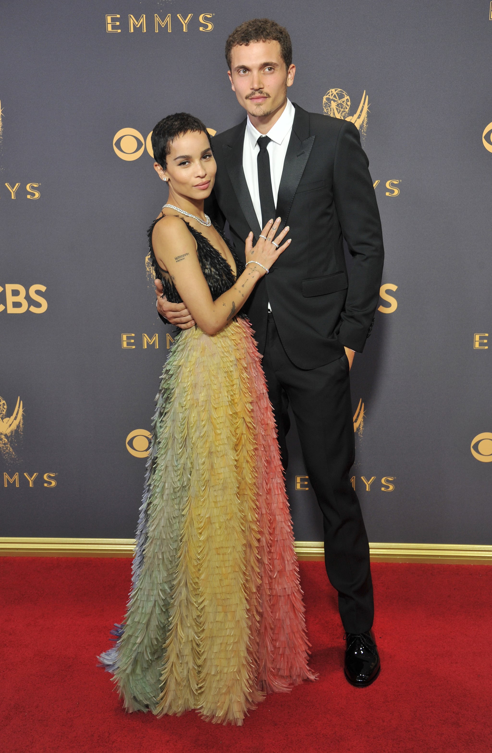 LOS ANGELES, CA - SEPTEMBER 17:  Zoe Kravitz and Karl Glusman arrive at the 69th Annual Primetime Emmy Awards at Microsoft Theatre on September 17, 2017 in Los Angeles, California.  (Photo by Gregg DeGuire/Getty Images)