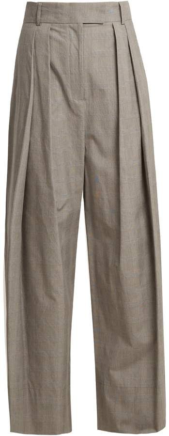 Awake Glen Plaid-Checked Wide-Leg Trousers