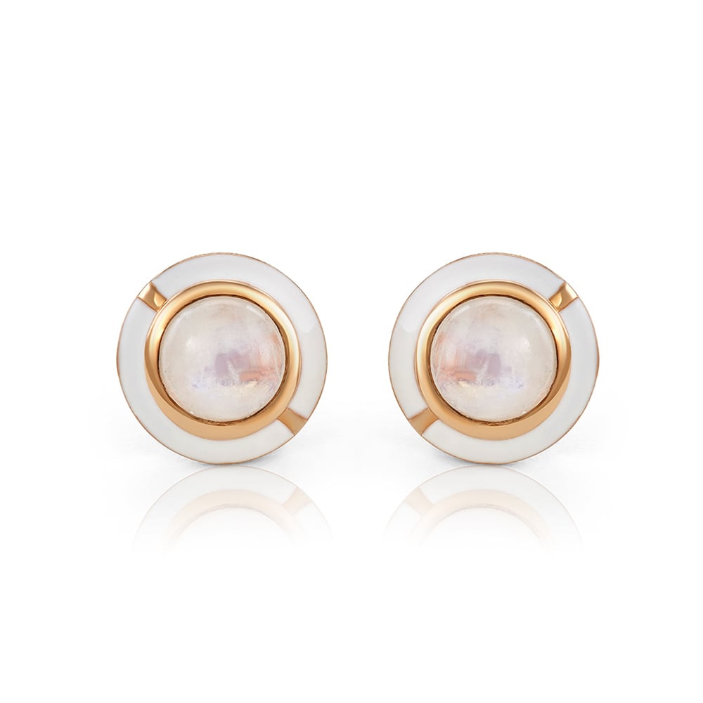S/H KOH Mini Geo Round Gemstone Stud Earrings