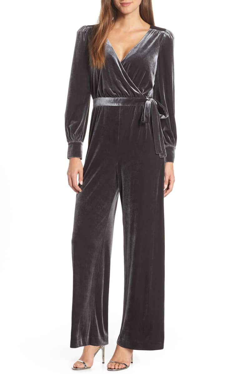 velvet wrap jumpsuit