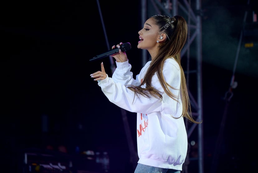 MANCHESTER, ENGLAND - JUNE 04:  Ariana Grande performs on stage during the One Love Manchester Benefit Concert at Old Trafford Cricket Ground on June 4, 2017 in Manchester, England.  (Photo by Kevin Mazur/One Love Manchester/Getty Images for One Love Manc