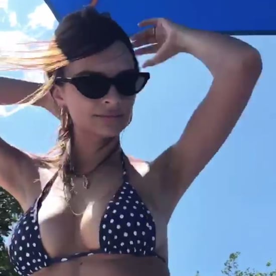 Emily Ratajkowski Blue Polka Dot Bikini