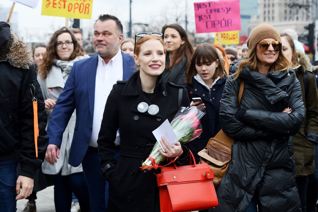 Jessica Chastain at Women's Rally in Poland March 2017