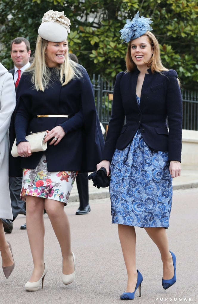 Autumn Phillips and Princess Beatrice dressed to the nines for church in Windsor, England, on Sunday.