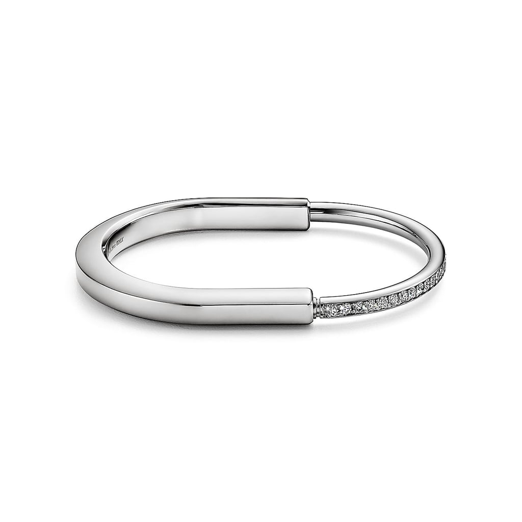Tiffany Lock Bangle in White Gold with Half Pavé Diamonds