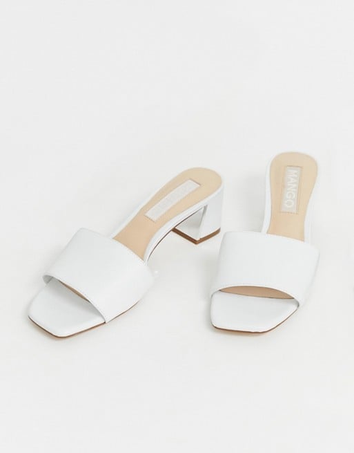 white sandals mules