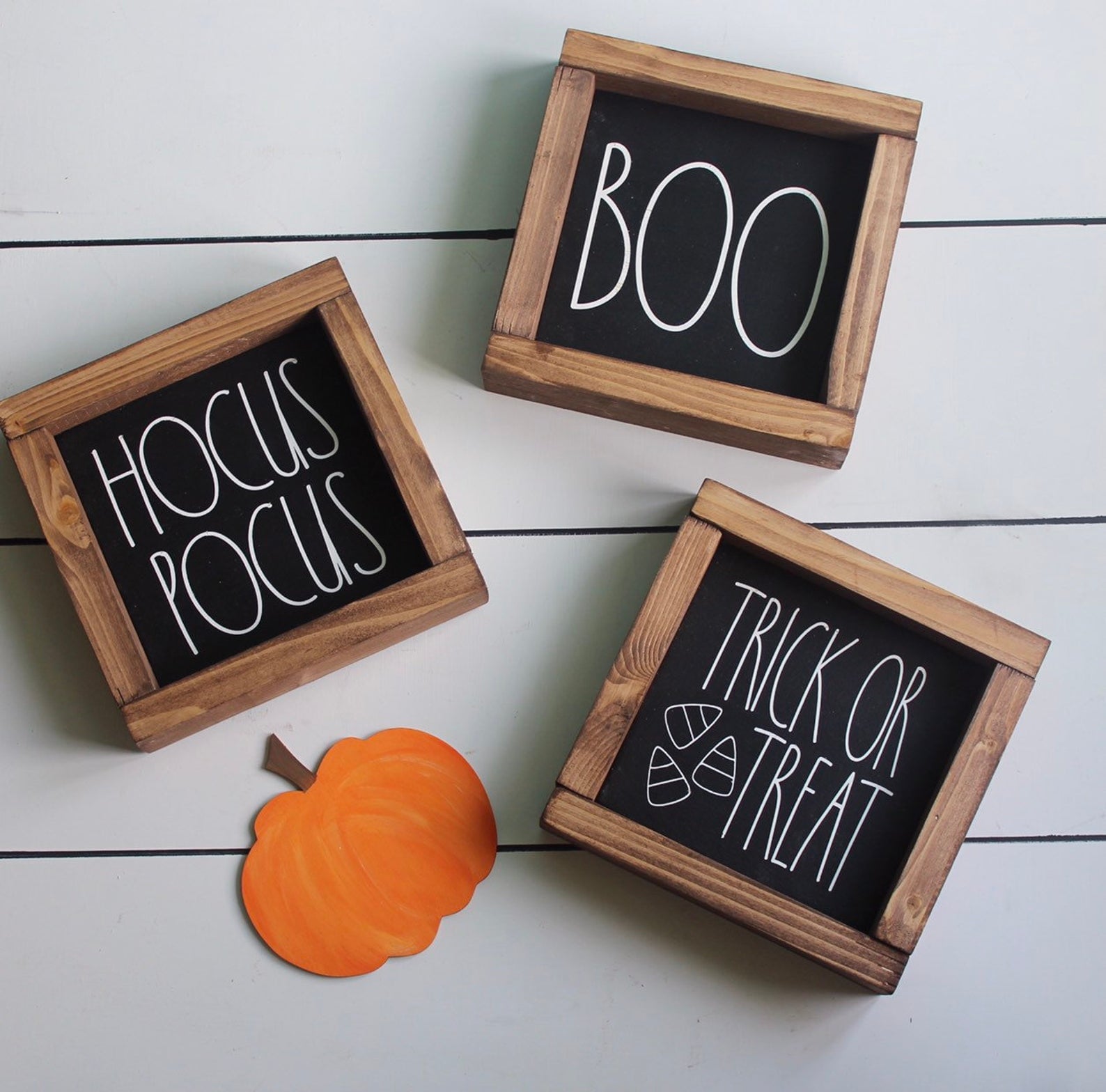 Hocus Pocus Sign Halloween Mantel Decor Wood Pumpkin Set Wooden Halloween Decor