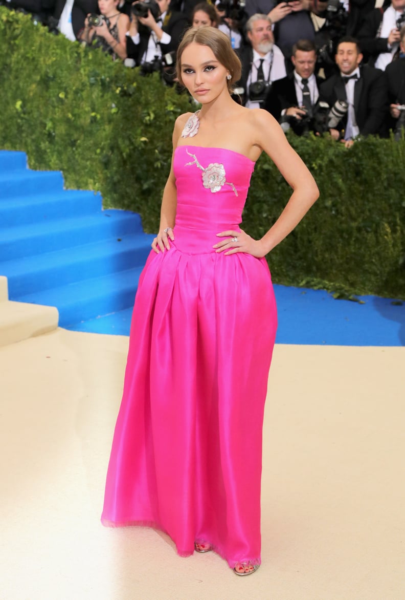 The Chanel Dress Featured 2 Sequined Roses, 1 of Which Came Around Her Shoulder