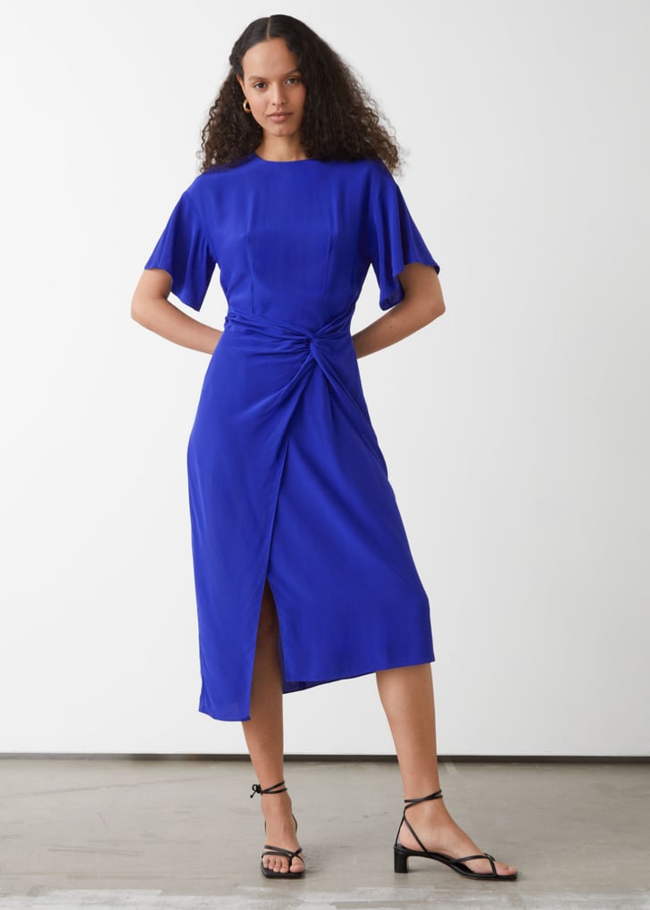 Asymmetric Twist Midi Dress & Other Stories Women Clothing Dresses Asymmetrical Dresses 