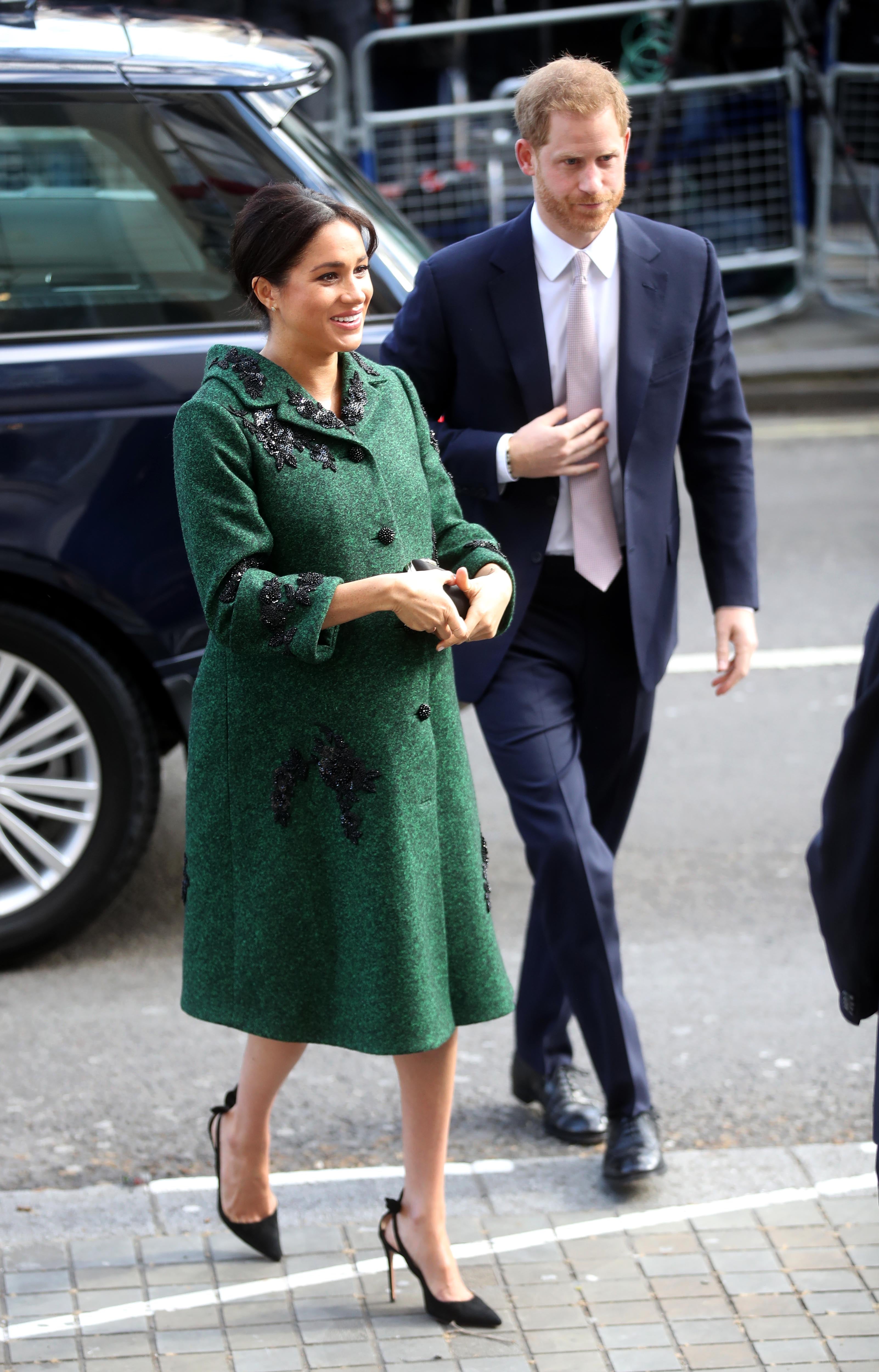 Meghan Markle Green Erdem Coat March 2019 POPSUGAR Fashion
