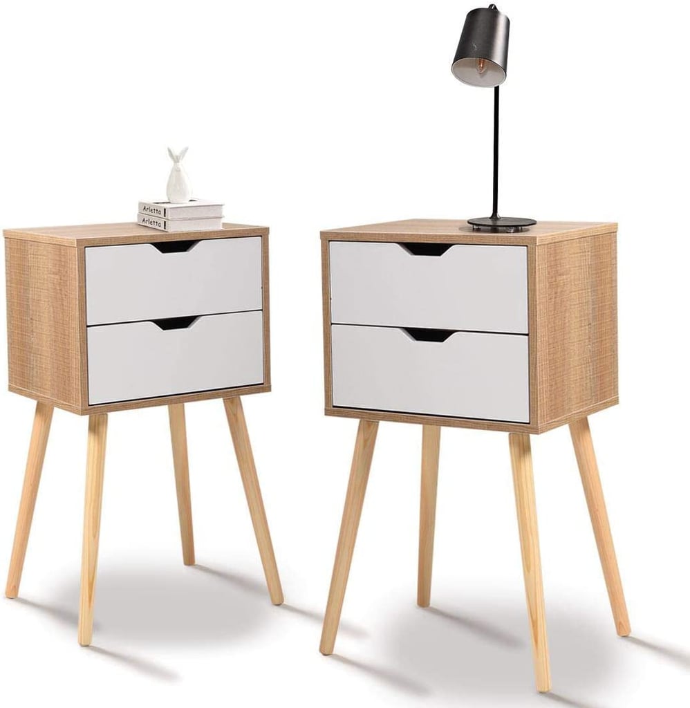 Mid-Century Nightstands: Jaxpety Set of 2 Wood Two-Drawer Nightstands
