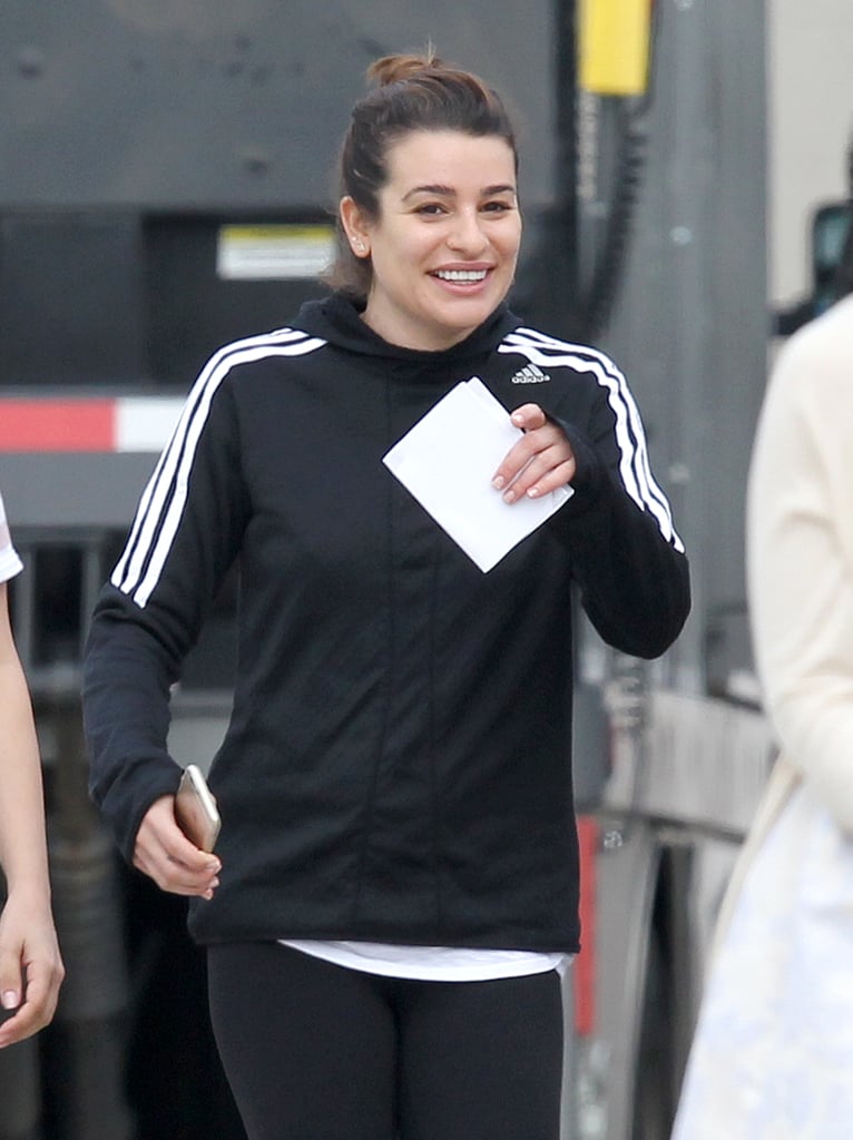 Lea Michele let out a laugh on the set of Scream Queens in New Orleans on Tuesday.