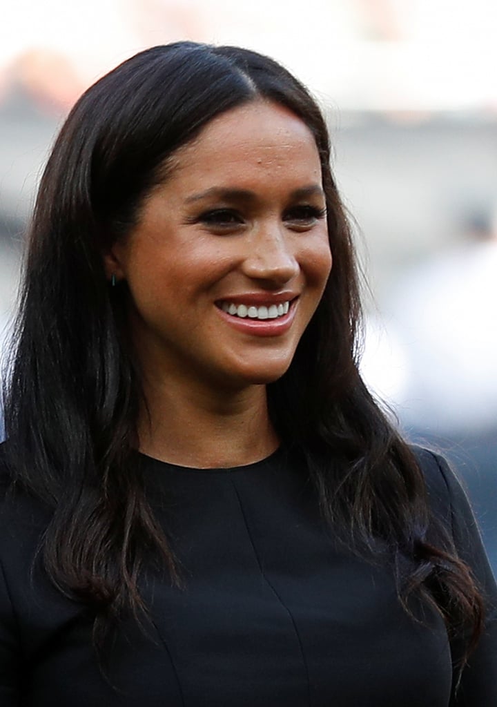 Meghan Markle Black Belted Dress at Baseball Game