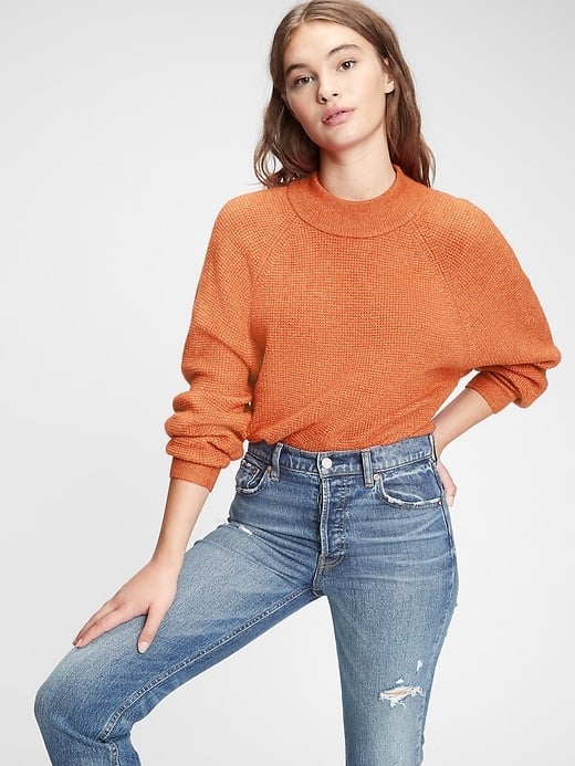 Gap Waffle-Stitch Mockneck Sweater