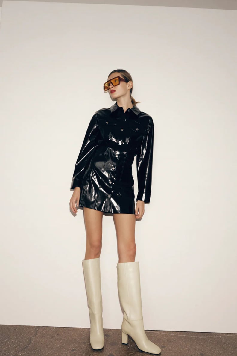 For a Statement: Zara Heeled Leather Knee High Boots