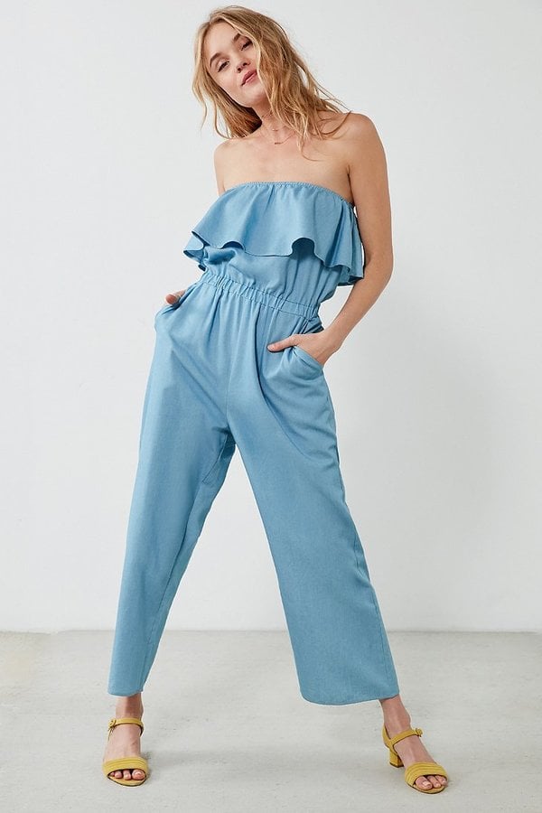 Lucca Couture Strapless Chambray Jumpsuit
