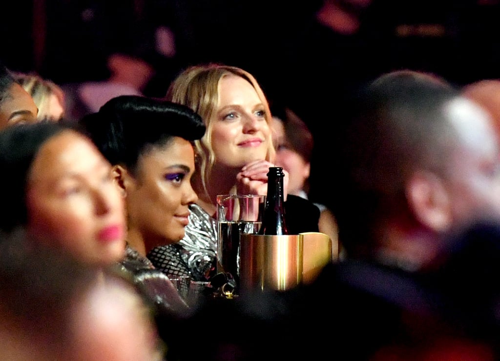 Tessa Thompson and Elisabeth Moss at the 2019 MTV Movie and TV Awards