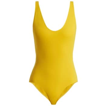 Lea Michele's Yellow One-Piece Swimsuit | POPSUGAR Fashion