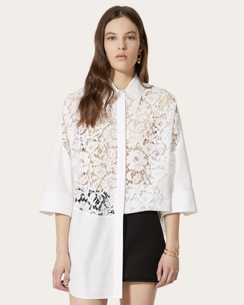 Valentino Cotton Poplin And Heavy Lace Shirt
