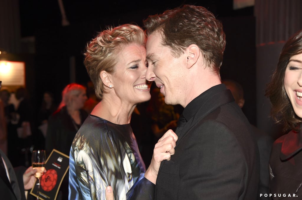 Emma Thompson playfully snuggled up next to Benedict.