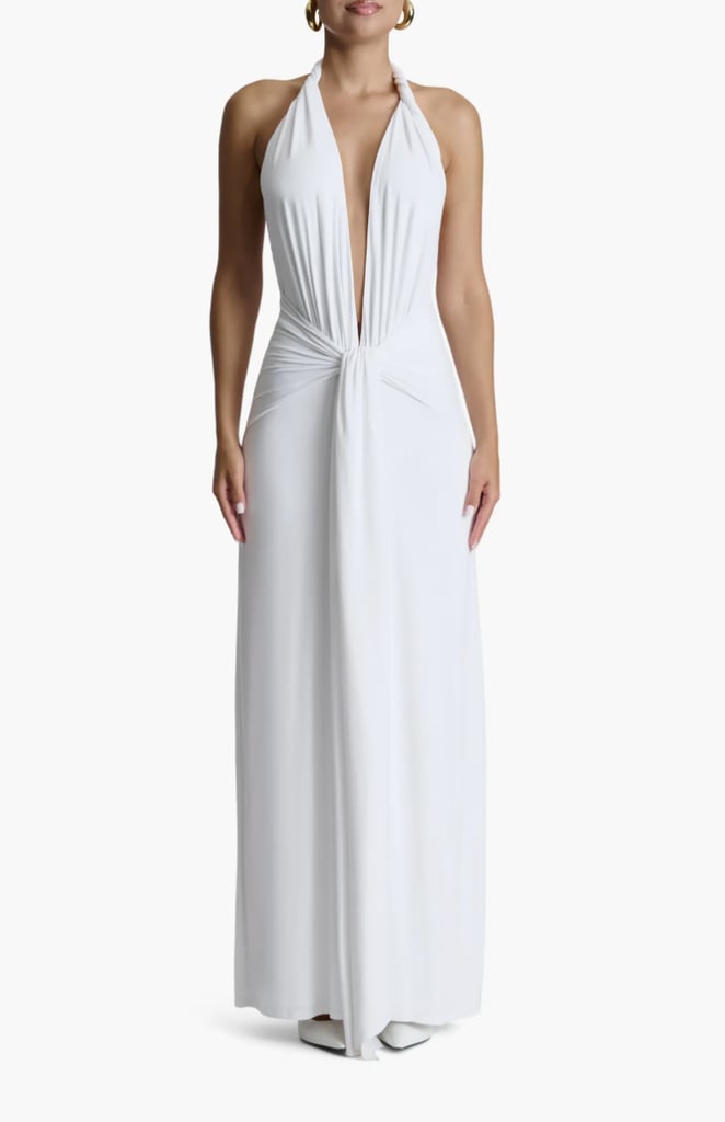 Naked Wardrobe Plunge Halter Maxi Dress