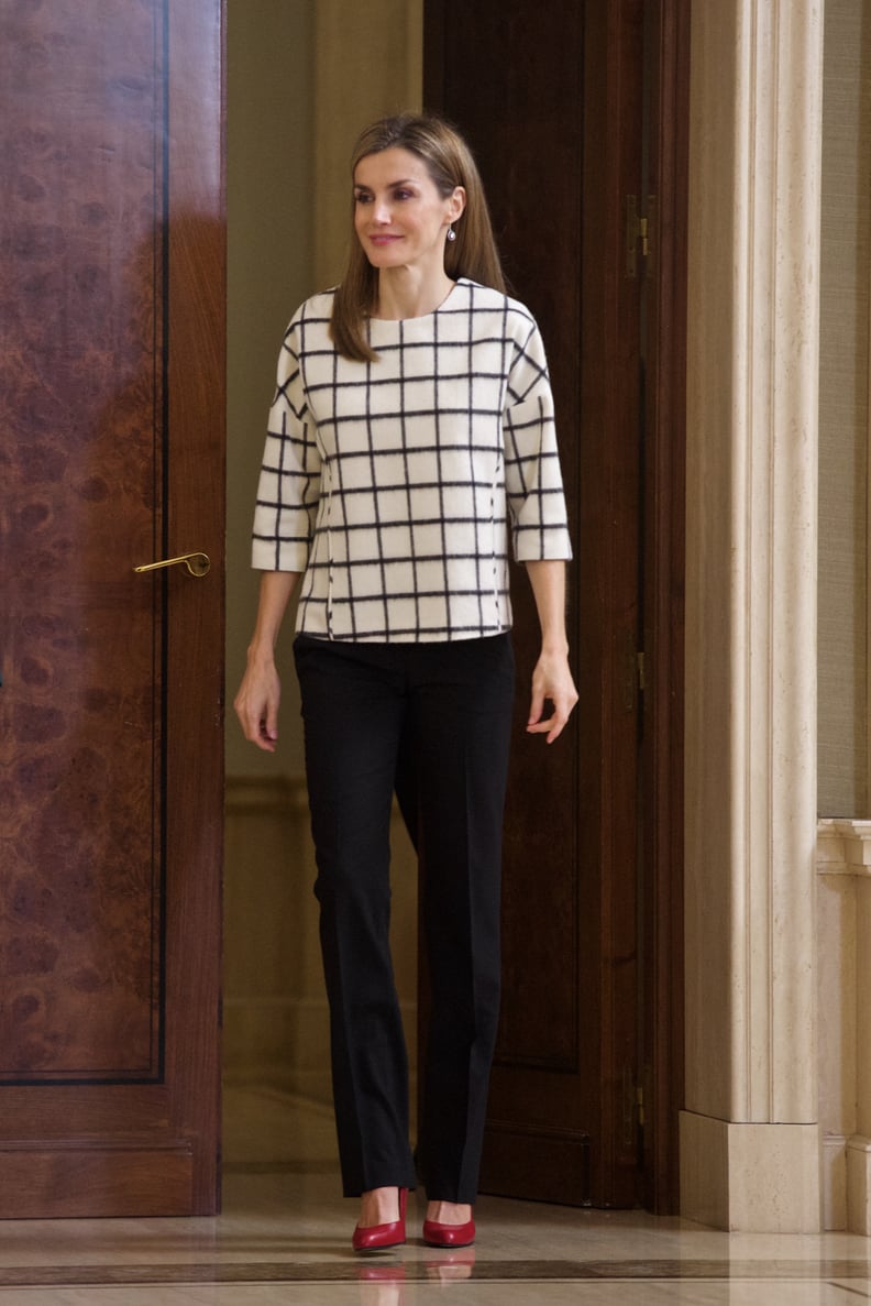 Letizia Has Worn This Shirt Before, Breaking It Out in 2014 at Zarzuela Palace