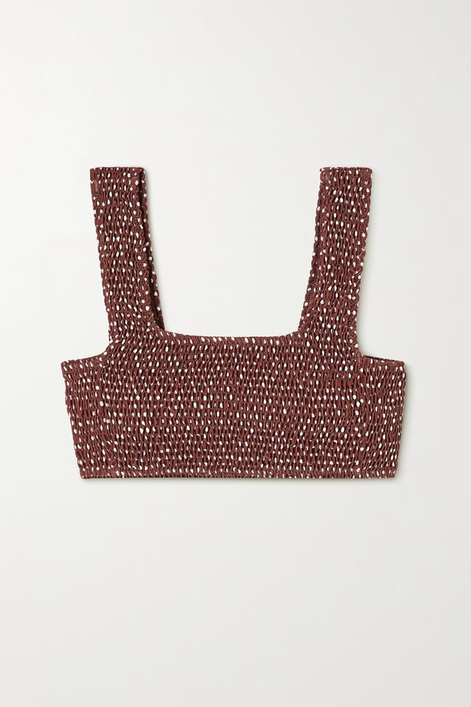 Faithfull The Brand + Net Sustain Shirred Polka-Dot Bikini Top