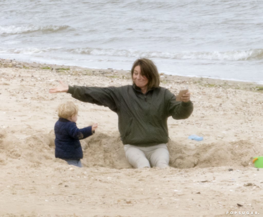 Prince George and Carole Middleton on the Beach