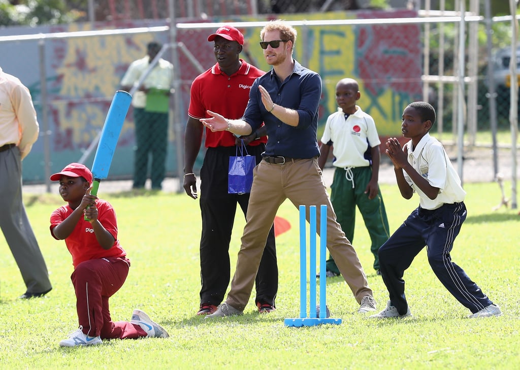 Prince Harry Playing Cricket With Kids in the Caribbean 2016