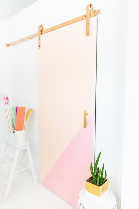 Who says doors have to be boring? Rapunzel would rather make her own colorblocked barn door than settle for something plain.