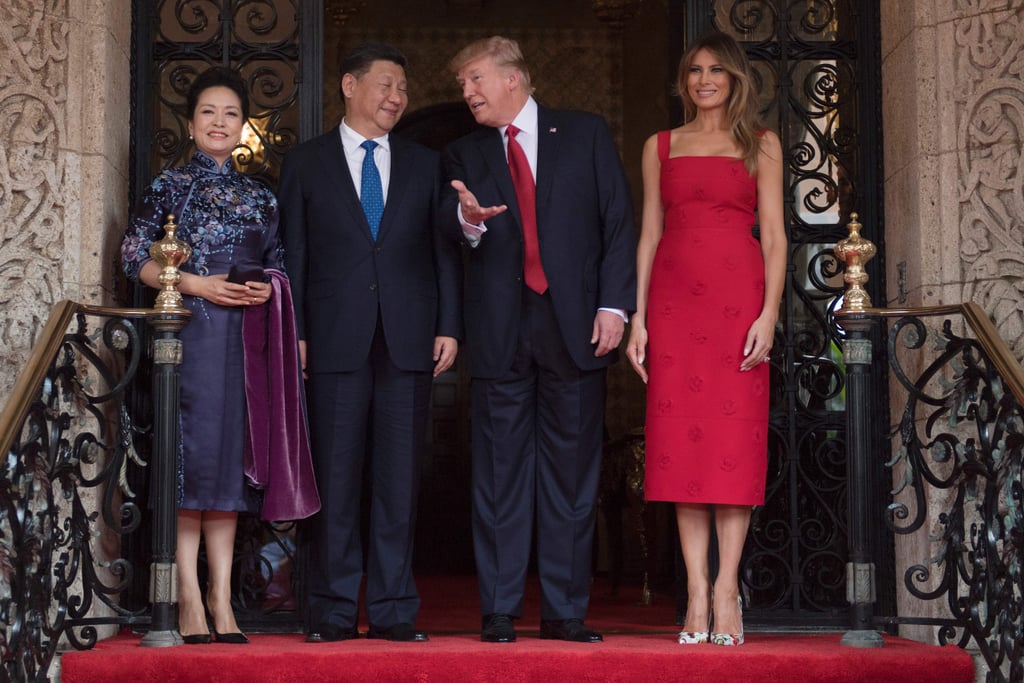 She Later Switched Into a Red Valentino Dress to Meet China's First Lady Peng Liyuan