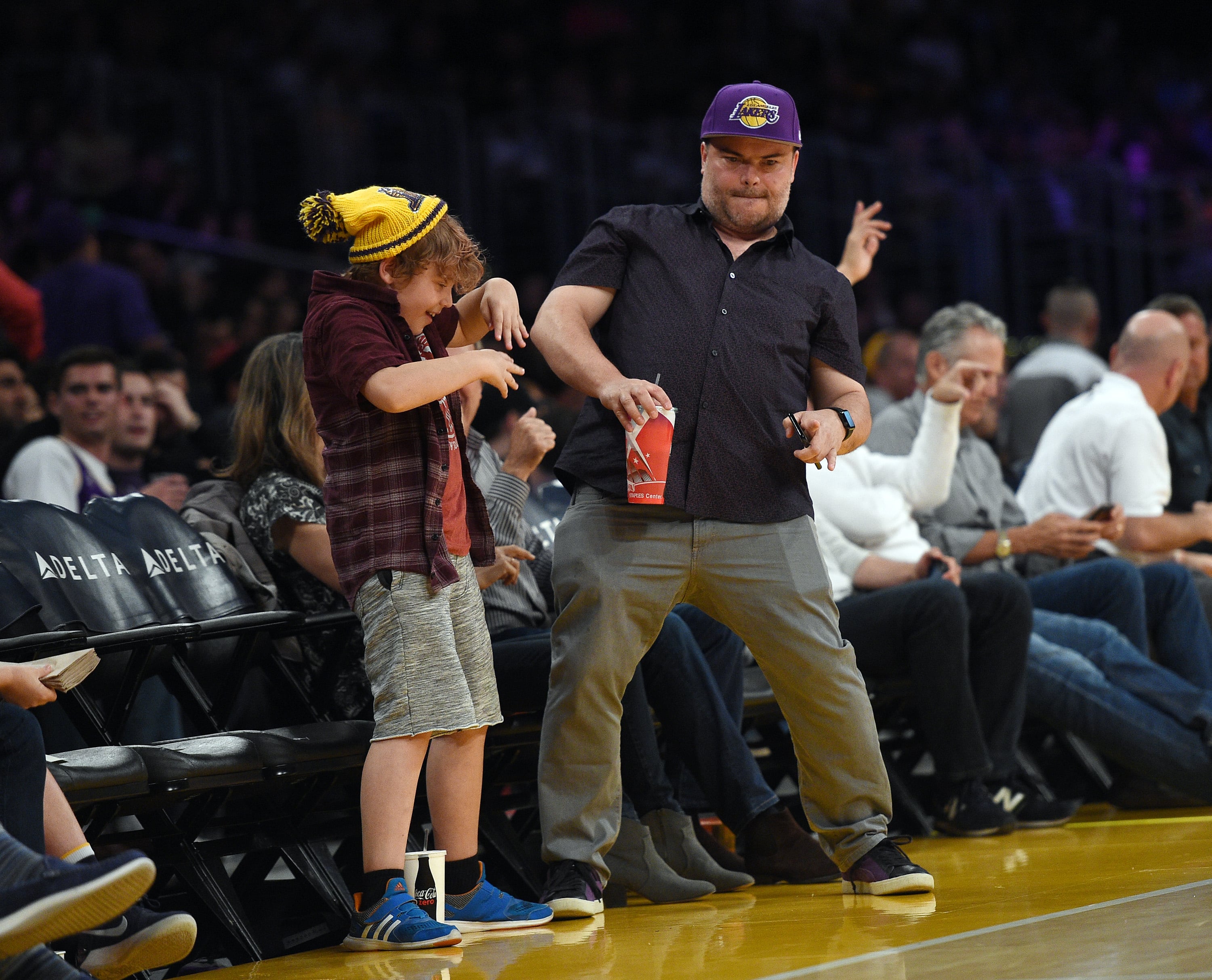 Actor Jack Black and son Tomas Black attend a basketball game between  News Photo - Getty Images