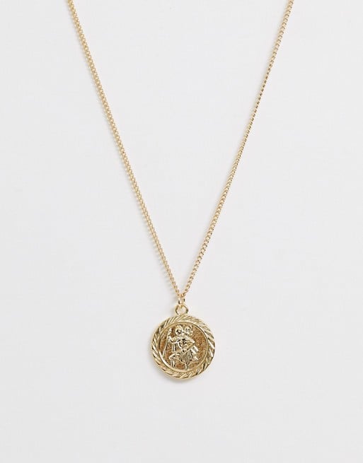 ASOS Design Necklace With St Christopher Coin Pendant