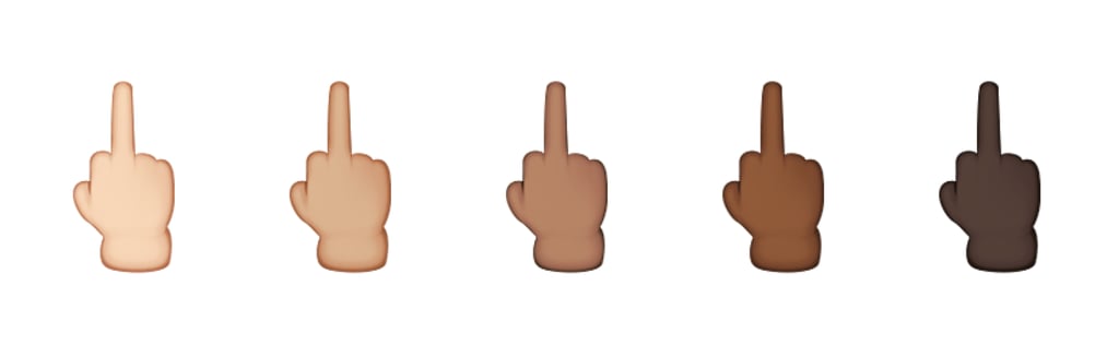 Middle finger emoji in all skin tones