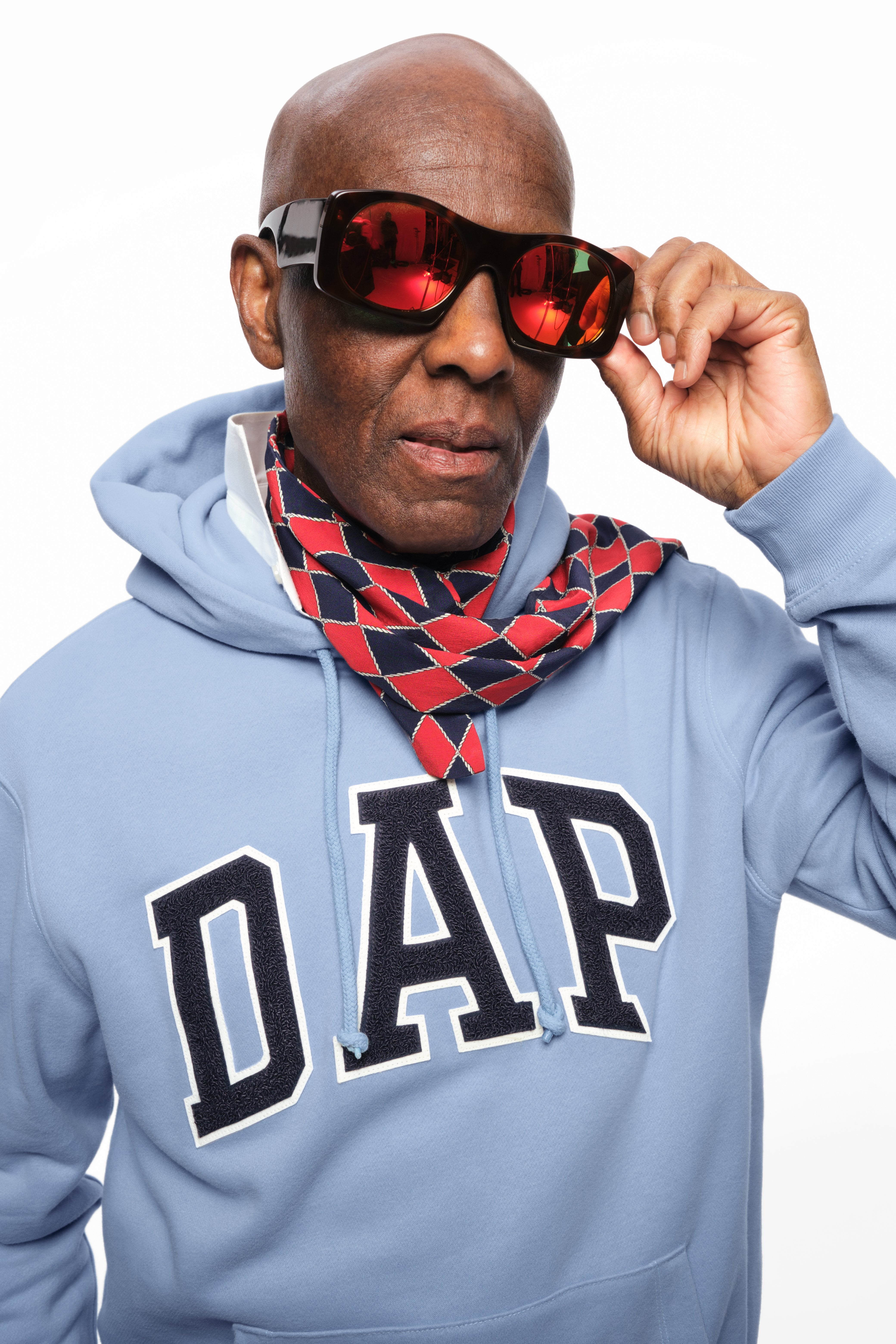 GAP x Dapper Dan DAP Arch Logo Hoodie Blue Size Large