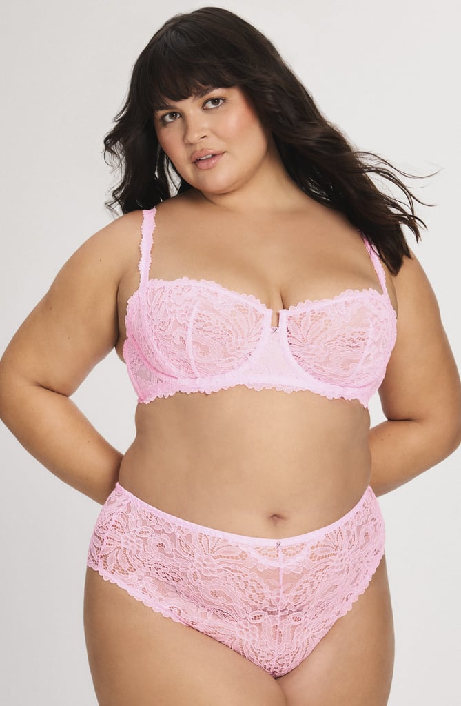 Savage X Fenty Romantic Corded Lace Unlined Underwire Bra ($35-$60, originally $60) and Savage X Fenty Romantic Corded Lace Brazilian Panties ($11-$25, originally $23-$25)
Savage X Fenty makes some of our favorite lingerie for comfort reasons alone, and this underwear checks all the boxes. It's cheeky with a mid-rise cut, and plenty of reviewers say the lace is beautiful and the shade is exactly what they were expecting. Team it with the matching powermesh bra to complete the look.