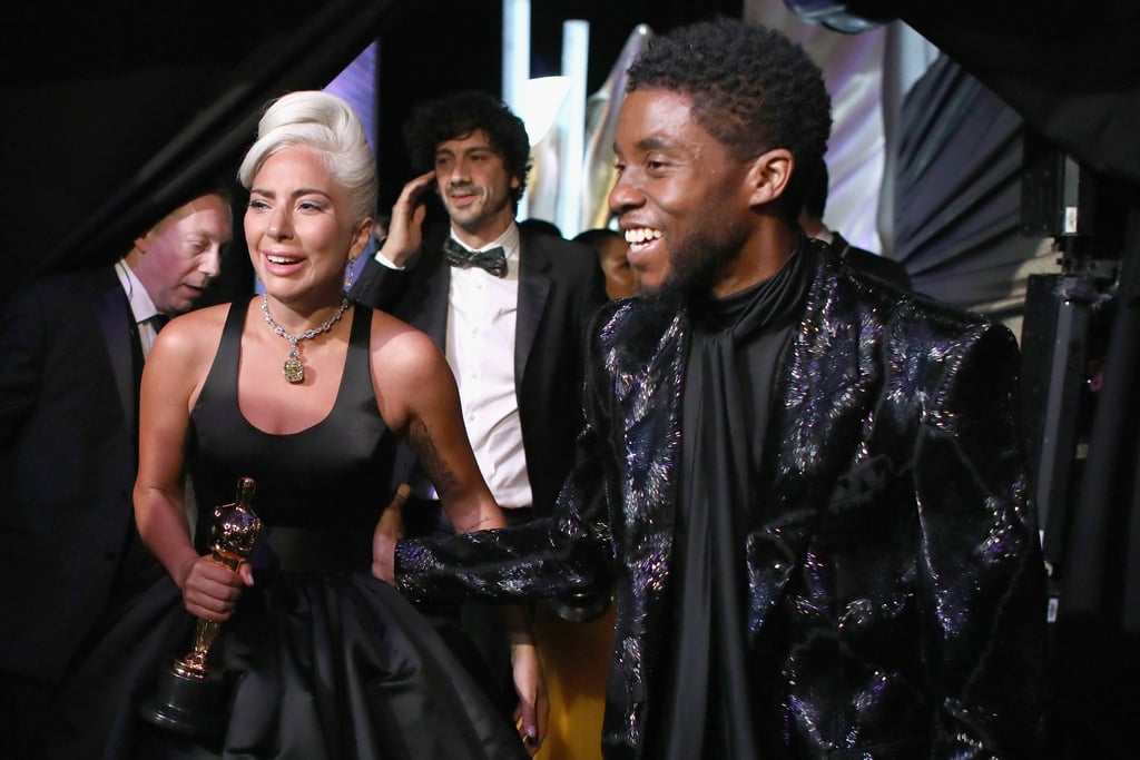 Pictured: Lady Gaga and Chadwick Boseman