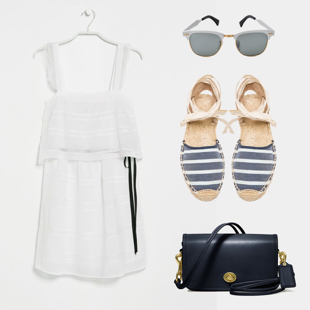 What's easier — or more summery?! – than a breezy LWD. Perfect whether your Memorial Day festivities are on the shore or in the city. Just add walkable espadrilles (like our favorite Soludos!) and throw on a cross-body bag to keep the look effortless.
Shop the look:

Mango Crochet Trim Dress ($40)
Ray-Ban Clubmaster Aluminium Sunglasses ($166)
Soludos Classic Sandal Stripes ($55)
Coach Classic Leather Shoulder Purse ($198)