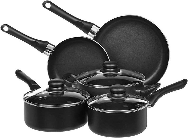 A Complete Nonstick Set: Amazon Basics Non-Stick Cookware Set