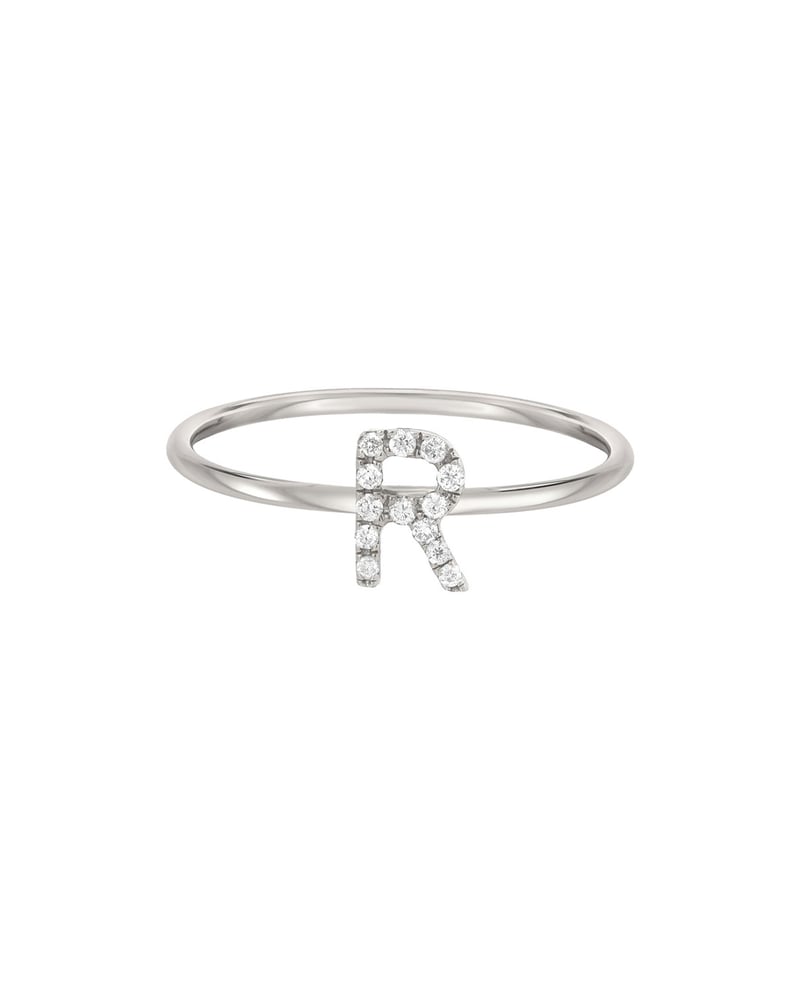 Zoe Lev Jewelry Personalized Diamond Initial Ring in 14K White Gold